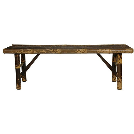 Japanese Bamboo Folding Bench, Dark