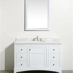 Transitional 48 inch White Bathroom Vanity with White Marble Carrera Top - Bathroom Vanities And Sink Consoles