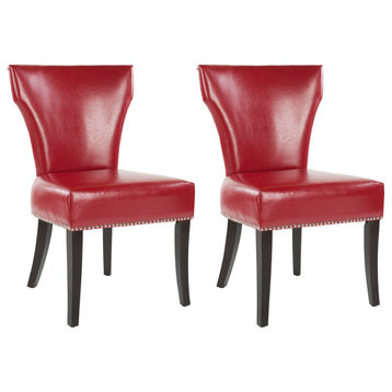 Safavieh Jappic Side Chairs, Set of 2, Red, Leather