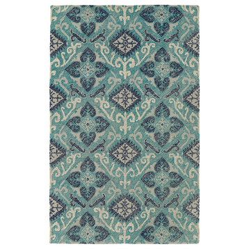 Kaleen Weathered Hand-tufted Wtr03-91 Teal 4' X 6' Rectangle