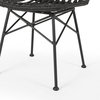 Yilia Outdoor Wicker Dining Chairs, Set of 2, Gray, Black
