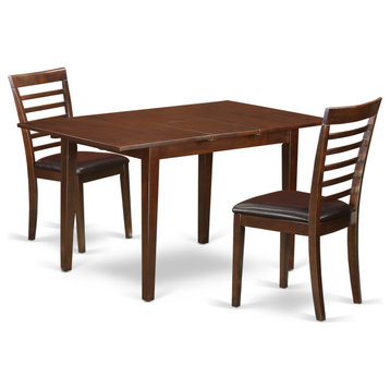 3 Pc Small Kitchen Table Set - Table With Leaf And 2 Kitchen Dining Chairs