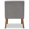 Baxton Studio Stewart Mid-Century Modern Grey Velvet Upholstered and Walnut...