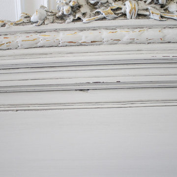 Pair of 20th Century Carved Painted Louis XVI Style French Beds with Rose Swags