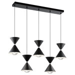 elan - Kordan 5-Light Linear Pendant, Matte Black/Polished Nickel/Gloss White Inside - At elan, our passion is art and our medium is light; one that elevates a space and everything in it. With each piece in our collection, we create modern sculptures that define a room and your style, while bringing that all-important light to a space. It can make it bolder, softer, more inviting, or simply make an impression. We do it so you can choose that one perfect piece that you've been dreaming about that connects you and your space. Elan is backed by Kichler's commitment to quality and extensive support network. The collection uses only high-end materials and distinctive finishes, and many items are built around Integrated LED. technology.