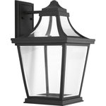 Progress Lighting - Progress Lighting 1-9W LED 3000K Wall Lantern, Black - Endorse celebrates the traditional form of a gas-powered coach light with illumination from an LED source. A die-cast aluminum , powdered coated frame created and intriguing visual effect with the clear beveled glass. An optional fluted glass column is offered as an accessory (P8779-31). 3000K, 90+ CRI, 623 lumens.
