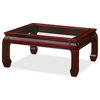 Rosewood Ming Style Square Coffee Table With Glass