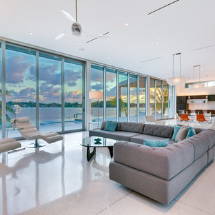 High Ceiling Modern Living Room Houzz