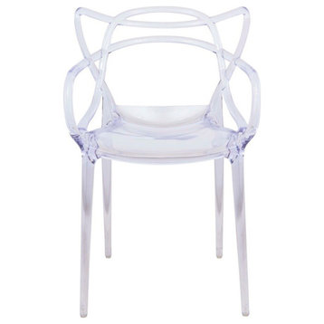 LeisureMod Milan Modern Wire Design Chair, Clear, Single Chair