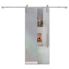Modern Office Sliding Glass Barn Door, Clear Glass., 47"x84" Inches, T-Handle Bars