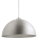 Progress Lighting - Progress Lighting Dome 1-Light Pendant, Satin Aluminum, 16"x8.88" - The simple design of this LED Dome pendant offers complements a wide array of styles from industrial to farmhouse. The 17w LED pendant is 3000K in a Satin Aluminum finish with a painted silver interior. This is an ideal fixture for residential and commercial applications.