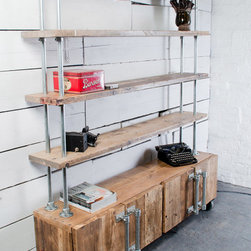 Jo 4 Door Reclaimed Scaffolding Board and Galvanised Steel Pipe Sideboard - Media Cabinets