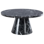 Meridian Furniture - Omni Coffee Table, Black - Give your room an upscale boost with the addition of this 36-inch Omni coffee table. Made from black faux marble, this table looks so genuine that no one but you will know that it's not the real thing. The sleek base has a sculptural look for added aesthetic appeal in the den, living room or elsewhere. Pair this table with the coordinating Omni end table for an even more luxurious look.