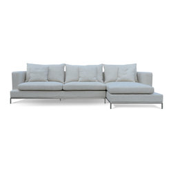 Simena Sectional- Cream Tweed Fabric - Sectional Sofas