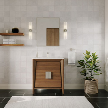 The Gellar Bathroom Vanity, Brown, 30", Single Sink, Freestanding