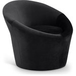 Meridian Furniture - Tristan Upholstered Chair, Black, Velvet - Nestle into the soft embrace of the Tristan black velvet accent chair. Its elliptical composition and plush velvet upholstery create a cozy and inviting seating experience. An ergonomic design makes it a standout piece that's both stylish and comfortable, adding a touch of sophistication to any space.