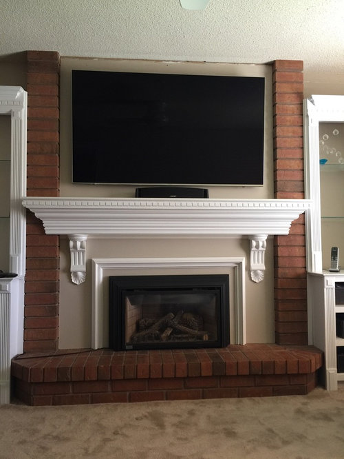 Family room fireplace wall redesign