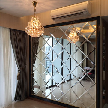 Bevel-edge mirror with classic frame.