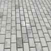 Carrara Marble Mini Brick Subway Mosaic Tile Polished Venato Carrera, 1 sheet