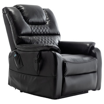 Power Lift Recliner Massage Chair With 180° Lying Flat, Black