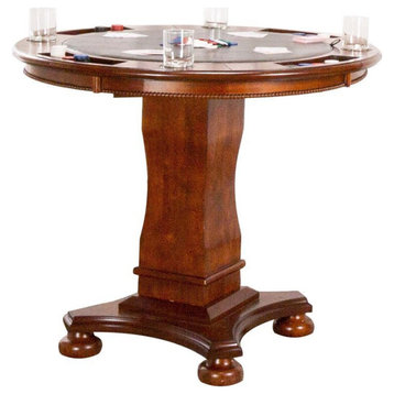 Sunset Trading Bellagio 42" Round Wood Dining/Chess/Poker Table in Brown Cherry