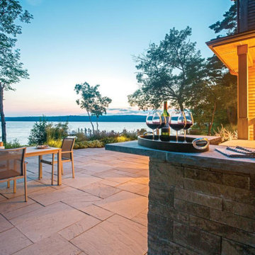 Backyard Landscaping Design with Patio Paving Slabs