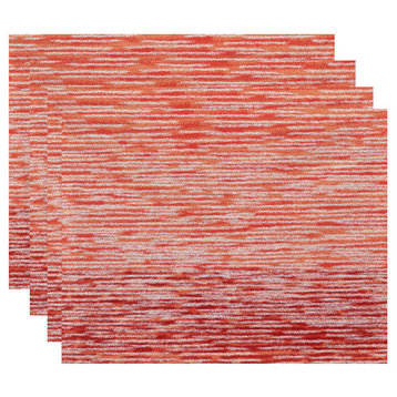 18"x14" Ocean View, Geometric Print Placemat, Coral, Set of 4