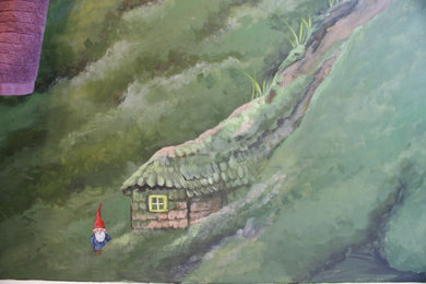 Detail of bathroom with gnomes