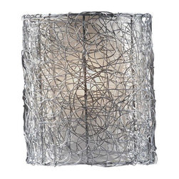 1 Light Wall Sconce by Feiss Wired with Brushed Steel finish - Lighting