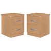 Home Square Faux Wood 2 Drawer Nightstand in Beech - Set of 2