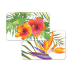 Vinyl Plastic Placemats  Floral Tropical Paradise Set of 4