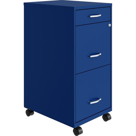 Space Solutions 18in Deep 3 Drawer Mobile Metal File Cabinet Classic Blue