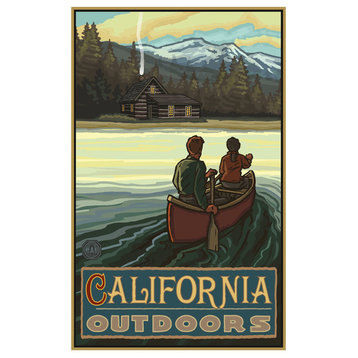 Paul A. Lanquist California Outdoors Lake Canoers Art Print, 12"x18"