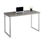 48" Computer Desk With Silver Metal Base, Dark Taupe