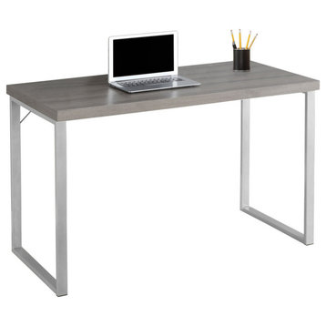 48" Computer Desk With Silver Metal Base, Dark Taupe