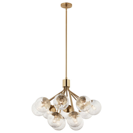 Silvarious Convertible Chandelier, Champagne Bronze, 12 Light Crackle