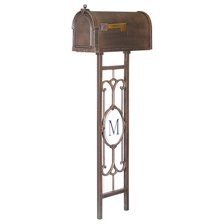 Berkshire Curbside Mailbox with Monogram Mailbox Post
