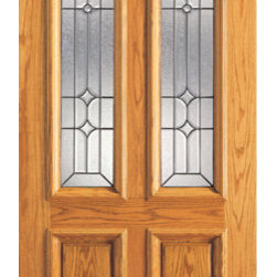 Mahogany Twin Lite Home Single Door, Insulated Beveled Glasswork - Front Doors