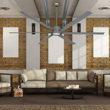 84 inch Titan II Ceiling Fan - Brushed Nickel Finish with LED Light and Extruded