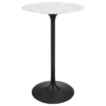 Lippa 28" Round Artificial Marble Bar Table Black White