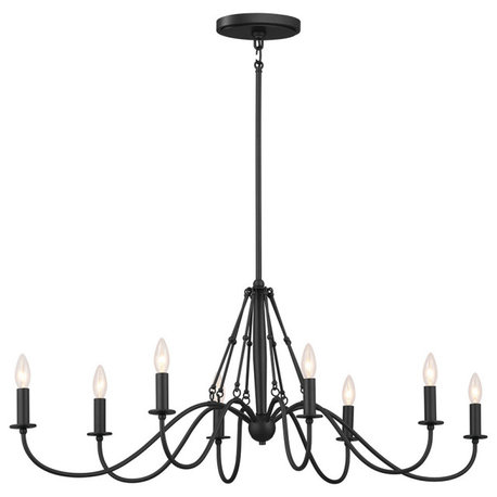 Kichler Homestead Freesia 44" 8-Light Oval Chandelier 52457BKT, Textured Black