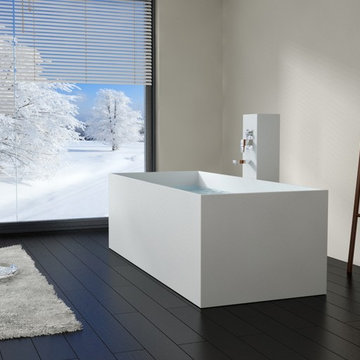 Modern Rectangle Stone Resin Body Forming Freestanding Bathtub - BW-06 - Matte