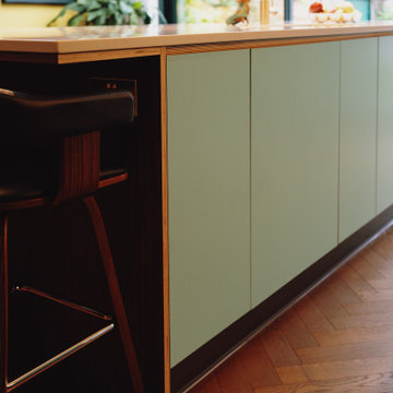 The O’Donnells | Mint Green Kitchen Island | Chorlton, Manchester