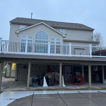 Expansive Elevated Composite Deck with Two-Tone Railing
