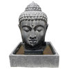 Cast Faux Stone Buddha Head Fountain