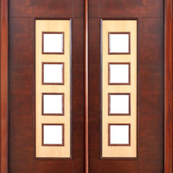 Prehung Low-E Double Door, Wind-load Rated, Contemporary Square Design - Front Doors