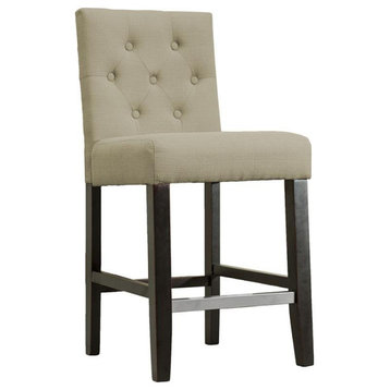 Best Master Kimberly 24" Fabric Upholstered Bar Stool in Beige (Set of 2)
