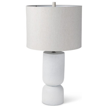 Everly White Cement With Beige Shade Table Lamp