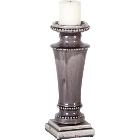 Kusma Small Gray Gloss Ceramic Table Candle Holder