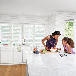 Modern White Kitchen Custom Window Privacy Sheers by Hunter Douglas - Window Treatments